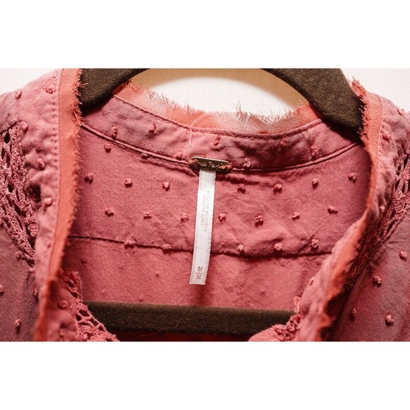 Free People Everyday Girl swiss dot longsleeves button down blouse M boho - Picture 3 of 8